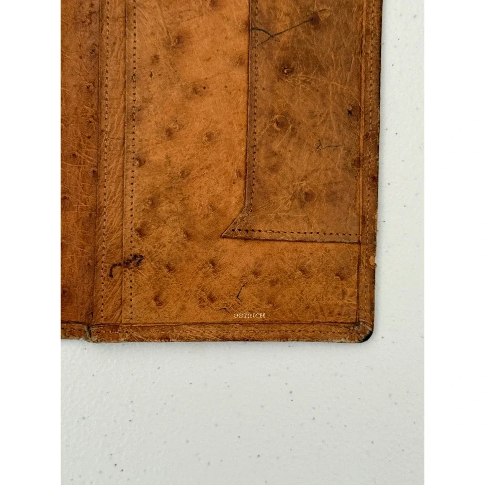 Vintage Lord & Taylor Ostrich Leather Checkbook Cover Wallet Made in England